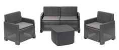 SALON DE JARDIN COMO 4 PIECES NOIRE Made in EU