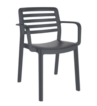 FAUTEUIL WIND  ANTRACITE  - IN / OUT - EMPILABLE Made in EU