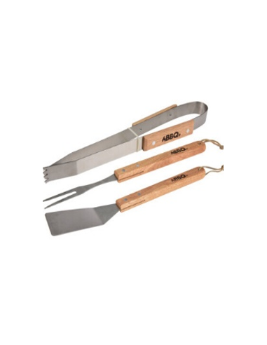 ENSEMBLE BARBECUE  3 PIECES manche BOIS **RUPTURE**