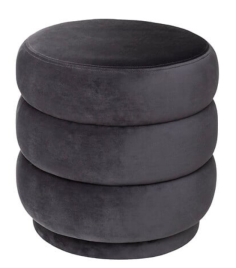 POUF SINA VELOURS GRIS FONCE - 166766A