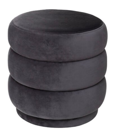 POUF SINA VELOURS GRIS FONCE - 166766A