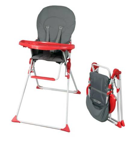 CHAISE HAUTE BEBE - EXTRA PLATE GRISE ET ROUGE