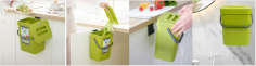 POUBELLE A COMPOST IRIS 5L AVEC COUVERCLE - COULEUR VERT LIMA
