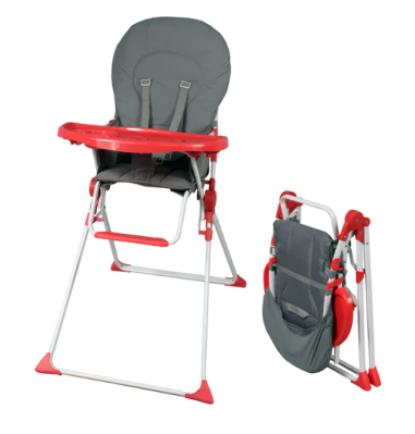 CHAISE HAUTE BEBE - EXTRA PLATE GRISE ET ROUGE