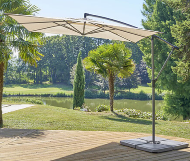 PARASOL DEPORTÉ BEIGE MANOA 2.5X2.5M AVEC MANIVELLE- 8 BALEINES-171258K **RUPTUR