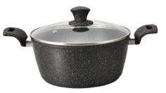 FAITOUT Ø24 CM "ALUMINIUM FORGÉ" + COUVERCLE EN VERRE - TOUS FEUX
