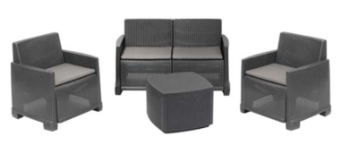 SALON DE JARDIN COMO 4 PIECES NOIRE Made in EU