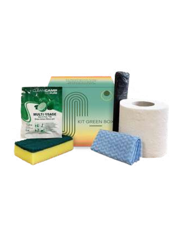 KIT D'ACCUEIL BOITE CARTON "GREEN BOX" 5 PRODUITS