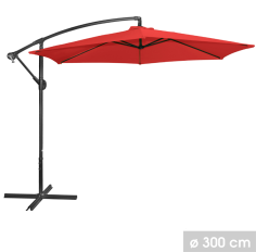 PARASOL DEPORTE ROUGE 3 M DIAM AVEC MANIVELLE - 6 BALEINES