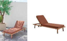 BAIN DE SOLEIL HAVANA ALUMINIUM BOIS TERRACOTA AVEC MATELAS