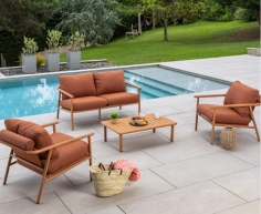 SALON DE JARDIN HAVANA 4 PCS ALUMINIUM BOIS TERRACOTA **ESP**