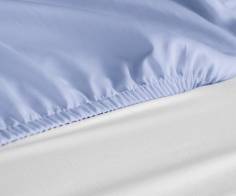 DRAP HOUSSE 2 PLACES  140 X 190 BLEU POLY/COTON BONNET 22CM