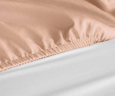DRAP HOUSSE 2 PLACES  140 X 190 SAUMON POLY/COTON BONNET 22CM