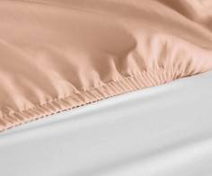 DRAP HOUSSE 2 PLACES 160 X 200 SAUMON POLY/COTON BONNET 17CM