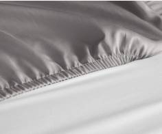DRAP HOUSSE 1 PLACE  90 X 190  GRIS POLY/COTON BONNET 22CM