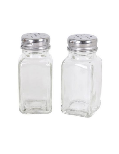SET SALIERE ET POIVRIERE  EN VERRE BOUCHON INOX