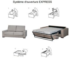 CANAPE CONVERTIBLE GRIS "ANA" 3 PLACES - MATELAS 160X200X15