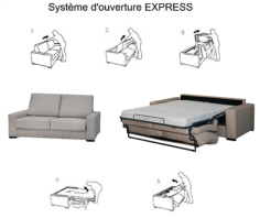 CANAPE CONVERTIBLE GRIS "ANA" 2 PLACES - MATELAS 140X190X15CM