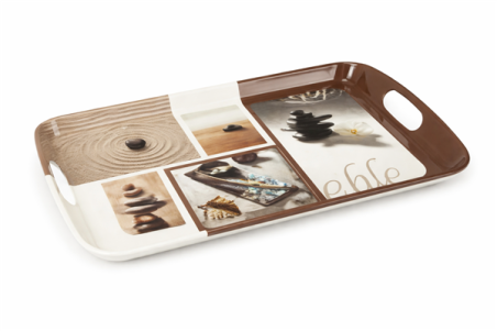PLATEAU DE SERVICE  MELAMINE 46 X 30CM MOTIF  " BEIGE SABLE  "