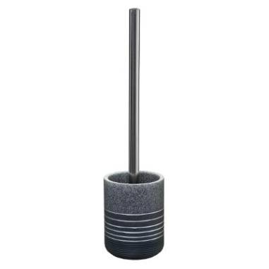 BALAYETTE  WC NOIRE MANCHE ACIER  + SUPPORT SILVER