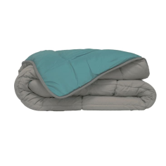 COUETTE  MICROFIBRE LINO 140 X 200 CM  BLEU TURQUOISE /GRIS 450GR/M² Made in EU