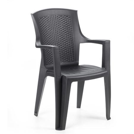 FAUTEUIL  DE JARDIN  EDEN ANTRACITE EFFET ROTIN Made in EU