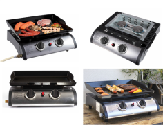 PLANCHA GAZ PREMIUM LUIS- FONTE EMAILLE - 2BRULEURS- Plaque 47 X 36cm **ESP**