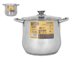FAITOUT/ MARMITE 26 CM 12 LT  NERON- ACIER INOX COUVERCLE EN VERRE