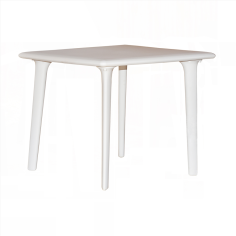 TABLE NEW DESSA 90X90CM  BLANC PLATEAU+PIED POLYPRO Made in EU **ARRET USINE**