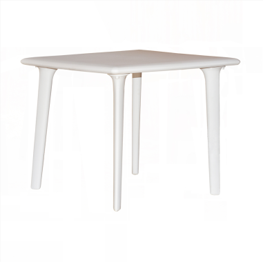 TABLE NEW DESSA 90X90CM  BLANC PLATEAU+PIED POLYPRO Made in EU **ARRET USINE**