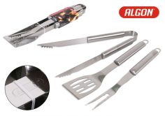ENSEMBLE BARBECUE  3 PIECES QS MANCHE INOX **ESP**