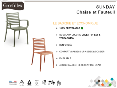 CHAISE SUNDAY BLANC GLACIER  GROSFILLEX FRANCE