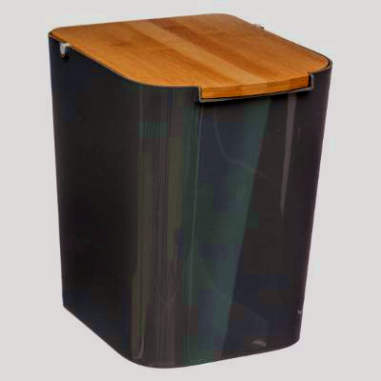 POUBELLE SALLE DE BAIN 5 L NOIR ABATTANT BAMBOO - 155924B