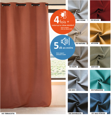 RIDEAU OCCULTANT UNI MIDNIGHT TAUPE 135 LX200 H A OEILLETS