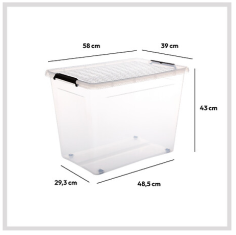 BOITE DE RANGEMENT PLASTIQUE 80L  L58 X P39 X H43 - 138844