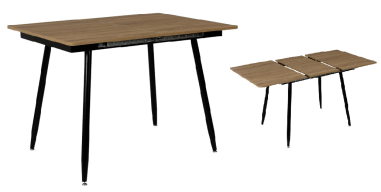 TABLE EXTENSIBLE DE 110 A 150 CM BOIS PIED METAL NOIR