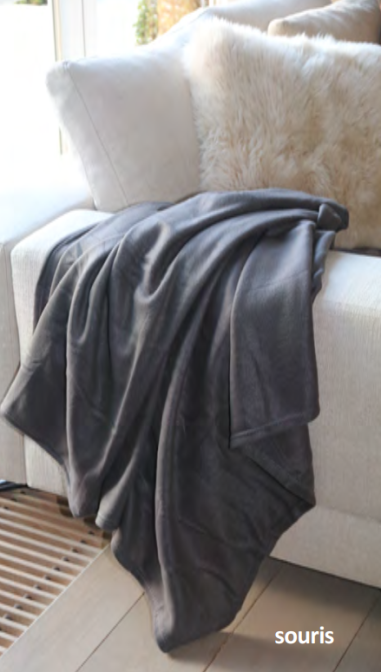 COUVERTURE POLAIRE LIT BEBE 127 X 152 CM GRIS SOURIS