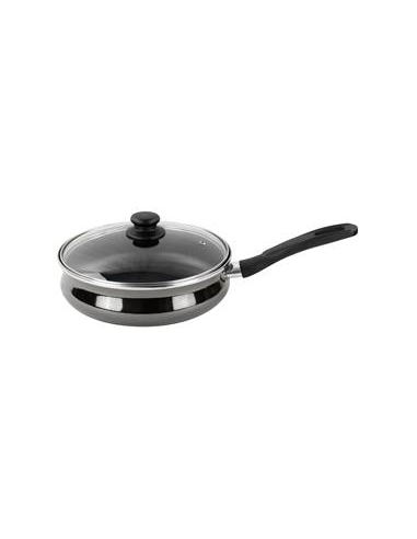 SAUTEUSE EMAIL NOIR 26 CM VITRINOR AVEC COUVERCLE- TOUS FEUX