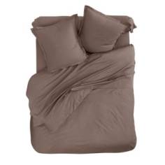 PARURE DE LIT 2 PERS. 4 PIECES LIT 140CM  - MICROFIBRE TAUPE