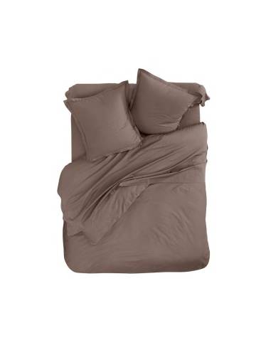 PARURE DE LIT 2 PERS. 4 PIECES LIT 140CM  - MICROFIBRE TAUPE