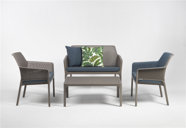 SALON NET NARDI TORTORA - 1 TABLE 1 CANAPE 2 FAUTEUILS RELAX Made in EU