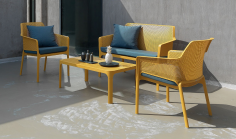 SALON NET NARDI SENAPE JAUNE-1 TABLE 1 CANAPE 2 FAUTEUILS RELAX Made in EU