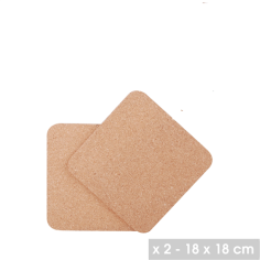 DESSOUS DE PLAT LOT DE 2 EN LIEGE   CARRE 18X18 X 0.50CM