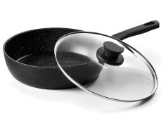 SAUTEUSE "ALUMINIUM FORGÉ" Ø 26CM + COUVERCLE EN VERRE - TOUS FEUX