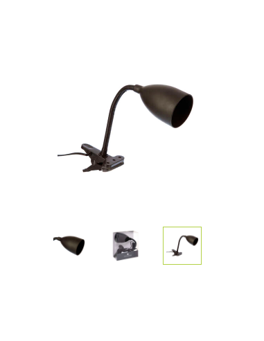 LAMPE DE CHEVET PINCE METAL NOIR H 43 CM