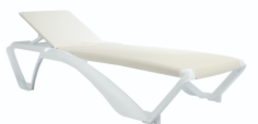 BAIN DE SOLEIL RESINE/TEXTILENE MARINA BLANC /TOILE BEIGE Made in EU ***ESP***