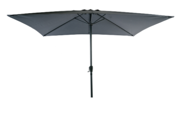 PARASOL ALU 2 X 3 M GRIS FONCE AVEC MANIVELLE- 6 BALEINES POTEAU DIAM 3.8CM