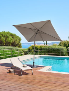 PARASOL ALU 2 X 3 DROIT CAFE MANIVELLE- 6 BALEINES 4.8 POTEAU LOOMP - 165528S