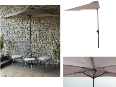 PARASOL ***DE BALCON*** 2.7M TAUPE ALU - POTEAU38 - 6 BAL- - AVEC  MANIVELLE