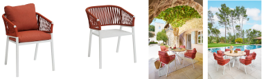 FAUTEUIL REPAS ORIENGO ALUMINIUM BRIQUE BLANC